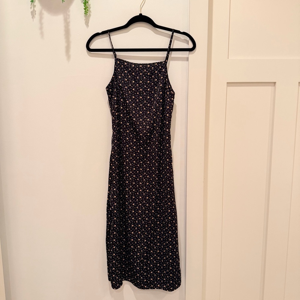 American Eagle Outfitters Black Mini Floral Sundress Tie Back Midi Dress Size XS